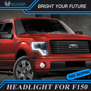 Car Head Lamp For Ford F150 2008-2014 LED Headlight Angle Eye HID Lighting Lens LED Strip Headlights Front Lamp