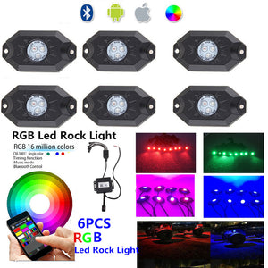 6 Pak -  RGB LED Rock Lights